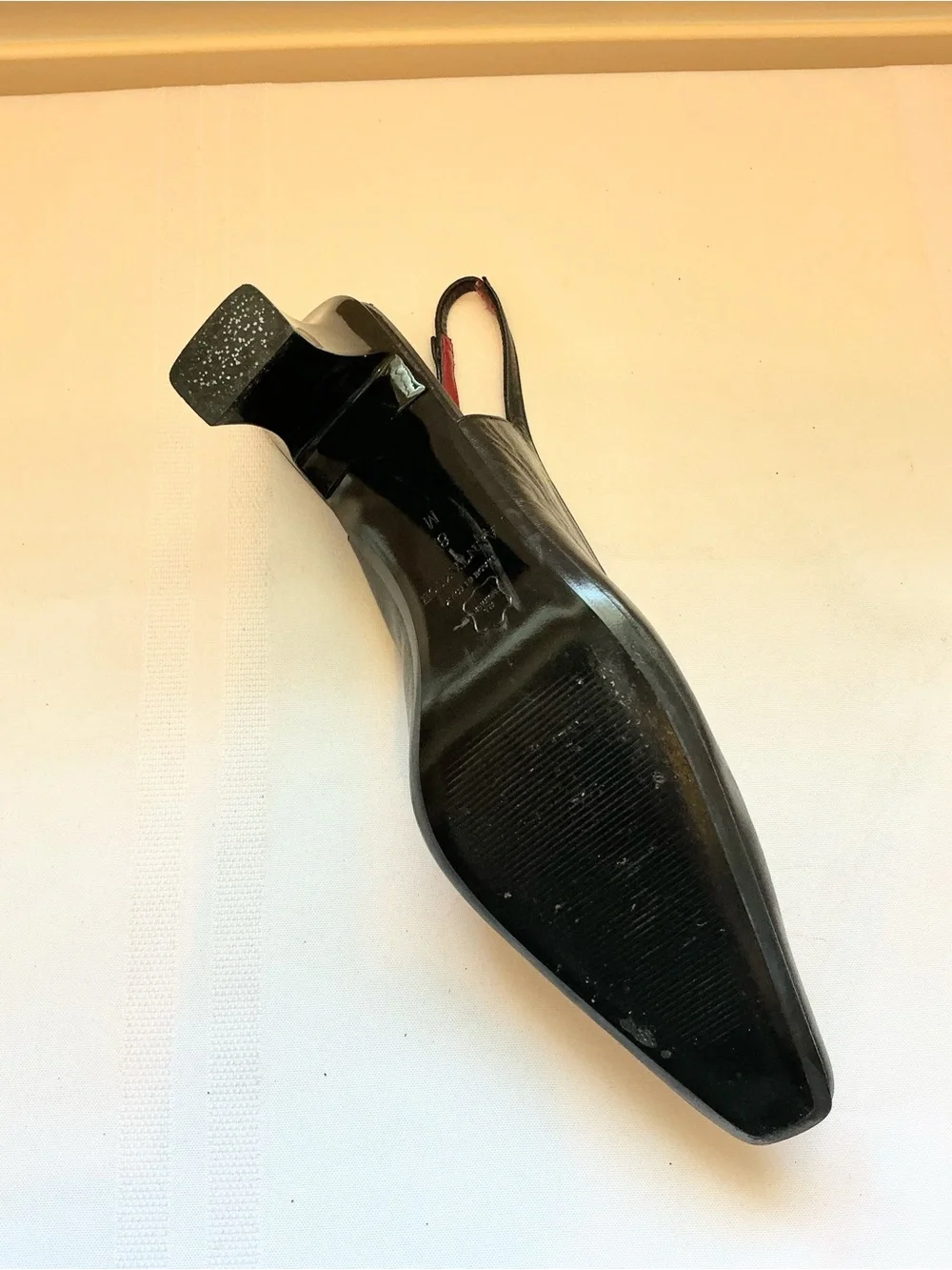 Vintage Ann Taylor, Black Leather Square Toe Slingback Heels, Italy Size 8M